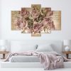 Canvas print 5 parts, Roses and notes - 200x100 cm