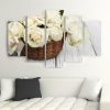 Canvas print 5 parts, Roses in a basket - 150x100 cm