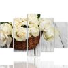 Canvas print 5 parts, Roses in a basket - 200x100 cm