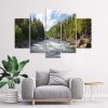 Canvas print 5 parts, River in a forest - 100x70 cm