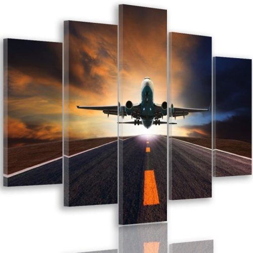 Canvas print 5 parts, Aeroplane - 150x100 cm