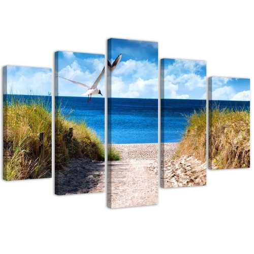 Canvas print 5 parts, Welcome to the sea - 200x100 cm
