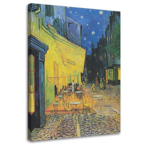 Vászonkép, Egy kávézó terasza éjszaka - V. van Gogh reprodukciója - 80x120 cm