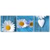Set of three pictures canvas print, Daisies and hearts - 90x30 cm