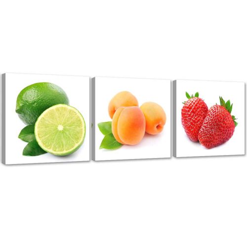 Set of three pictures canvas print, Juicy fruit - 120x40 cm