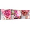 Set of three pictures canvas print, 3 pink roses - 150x50 cm