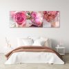 Set of three pictures canvas print, 3 pink roses - 150x50 cm
