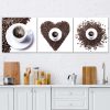 Három képből álló vászonkép készlet, Kávés szív - 150x50 cm