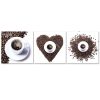 Set of three pictures canvas print, Coffee heart - 150x50 cm