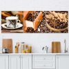 Set of three pictures canvas print, Coffee and cinnamon - 150x50 cm