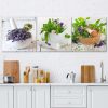 Set of three pictures canvas print, Herbs in the kitchen - 90x30 cm