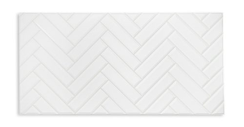 3D PVC falpanel Fehér halszálka mintás , fényes fehér minta krém fugával