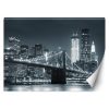 Fotótapéta, New York Brooklyn híd fekete-fehér - 200x140 cm