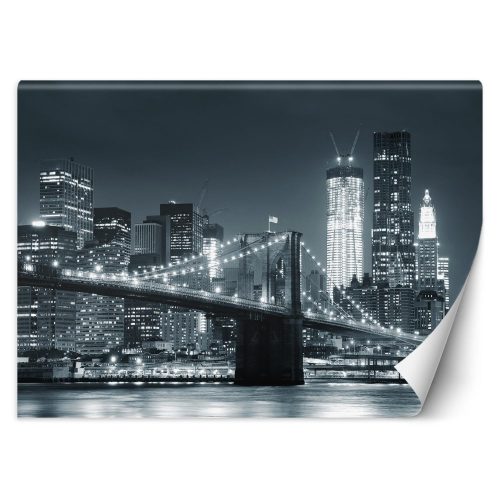 Fotótapéta, New York Brooklyn híd fekete-fehér - 254x184 cm