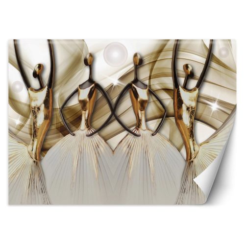 Wall mural, Feminine Silhouettes Abstract Gold - 100x70 cm