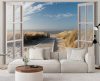 Fotótapéta, Ablak kilátás a tengerpartra leereszkedő ablakból - 140x100 cm