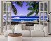Fotótapéta, Ablak egy trópusi strandra néző ablakkal - 210x150 cm