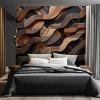 Wall mural, Brown waves abstract 3D - 100x70 cm