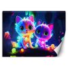 Fotótapéta, Aranyos neon macskák - 200x140 cm