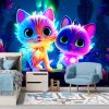 Fotótapéta, Aranyos neon macskák - 200x140 cm
