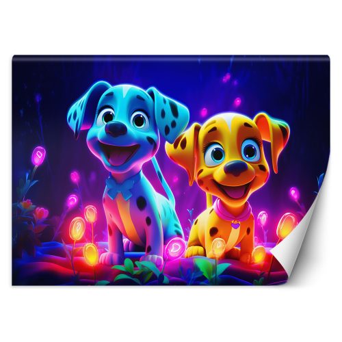 Fotótapéta, Aranyos neon kutyák - 150x105 cm