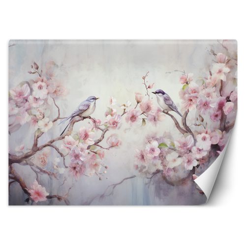 Fotótapéta, Shabby Chic madarak és virágok - 254x184 cm