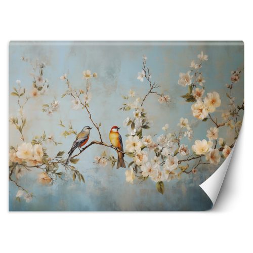 Wall mural, Birds on a branch Chinoiserie - 100x70 cm