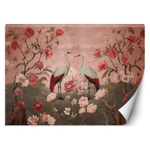 Wall mural, Flowers and birds Chinoiserie - 100x70 cm