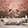 Wall mural, Flowers and birds Chinoiserie - 100x70 cm