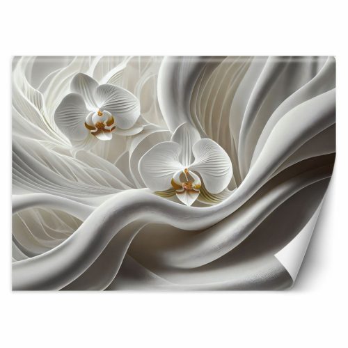 Fotótapéta, Fehér orchidea és 3D absztrakció - 200x140