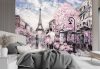 Wall mural, Couple Paris as painted Pink - 100x70 cm