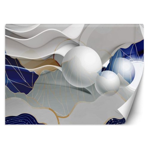 Wall mural, Abstract 3d waves and spheres - 100x70 cm