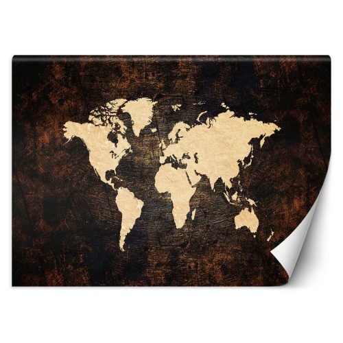 Fotótapéta, Világtérkép barna színben - 200x140 cm