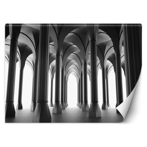 Fotótapéta, 3D Építészet oszlopok Szürke - 250x175 cm