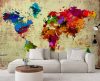 Wall mural, Colourful world map as painted - 100x70 cm