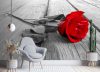 Fotótapéta, Vörös rózsa virágok Retro - 100x70 cm