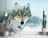 Wall mural, Wolf on a forest background - 100x70 cm