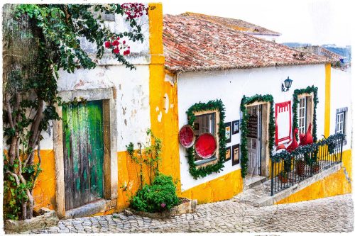 Vlies Fotótapéta - Old town Obidos - 375x250 cm