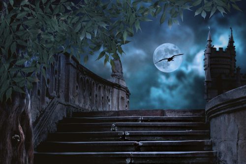 Vlies Fotótapéta - Stone staircase night - 375x250 cm