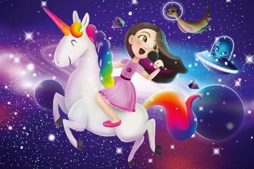 Vlies Fotótapéta - Unicorn in space - 375x250 cm