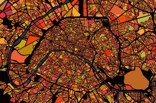 Vlies Fotótapéta - Map of Paris - 375x250 cm