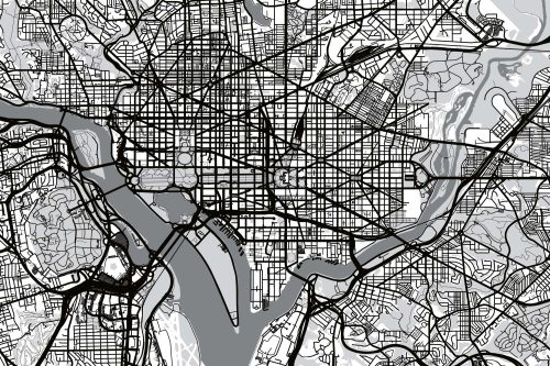 Vlies Fotótapéta - Map of Washington D.C. - 375x250 cm