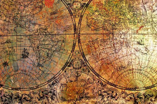 Vlies Fotótapéta - Old Map on Rusty Metal - 375x250 cm