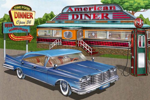 Vlies Fotótapéta - Diner vintage poster - 375x250 cm