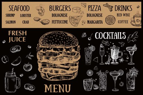 Vlies Fotótapéta - Restaurant Cafe Menu - 375x250 cm