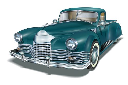 Vlies Fotótapéta - Blue Retro Car - 375x250 cm