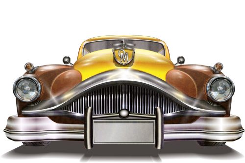 Vlies Fotótapéta - Retro Car Mask Yellow - 375x250 cm