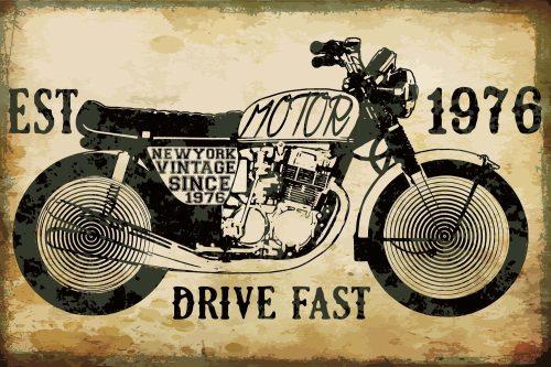 Vlies Fotótapéta - Retro Motorcycle Poster - 375x250 cm