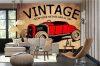 Vlies Fotótapéta - Vintage Car Poster - 375x250 cm