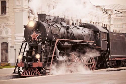Vlies Fotótapéta - Retro steam train - 375x250 cm